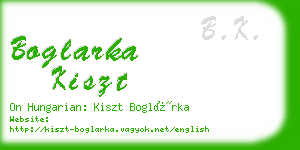 boglarka kiszt business card